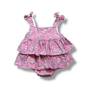 Petit Confection Floral Tiered Romper, 3 Months